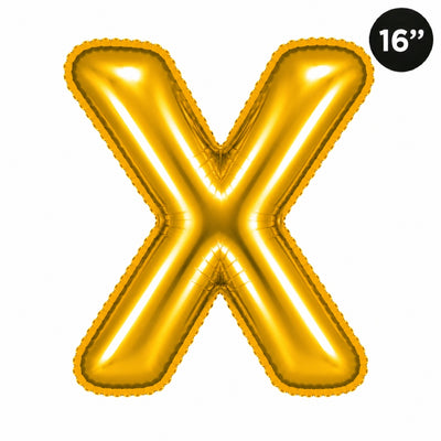 Party Decoration Alphabetic Letter X Foil Balloon - Gold Colour - 16 Inches