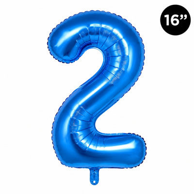 Happy Birthday Party Decoration Foil Balloon Number 2 - Blue - 16 Inch