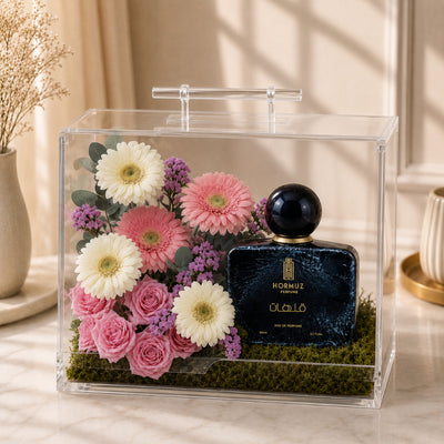 Luxury Floral Acrylic Gift Box With Hormuz Perfume