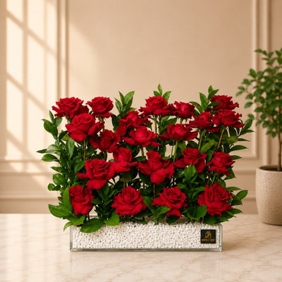Elegant Fresh Red Rose Arrangement For Romantic Occasions