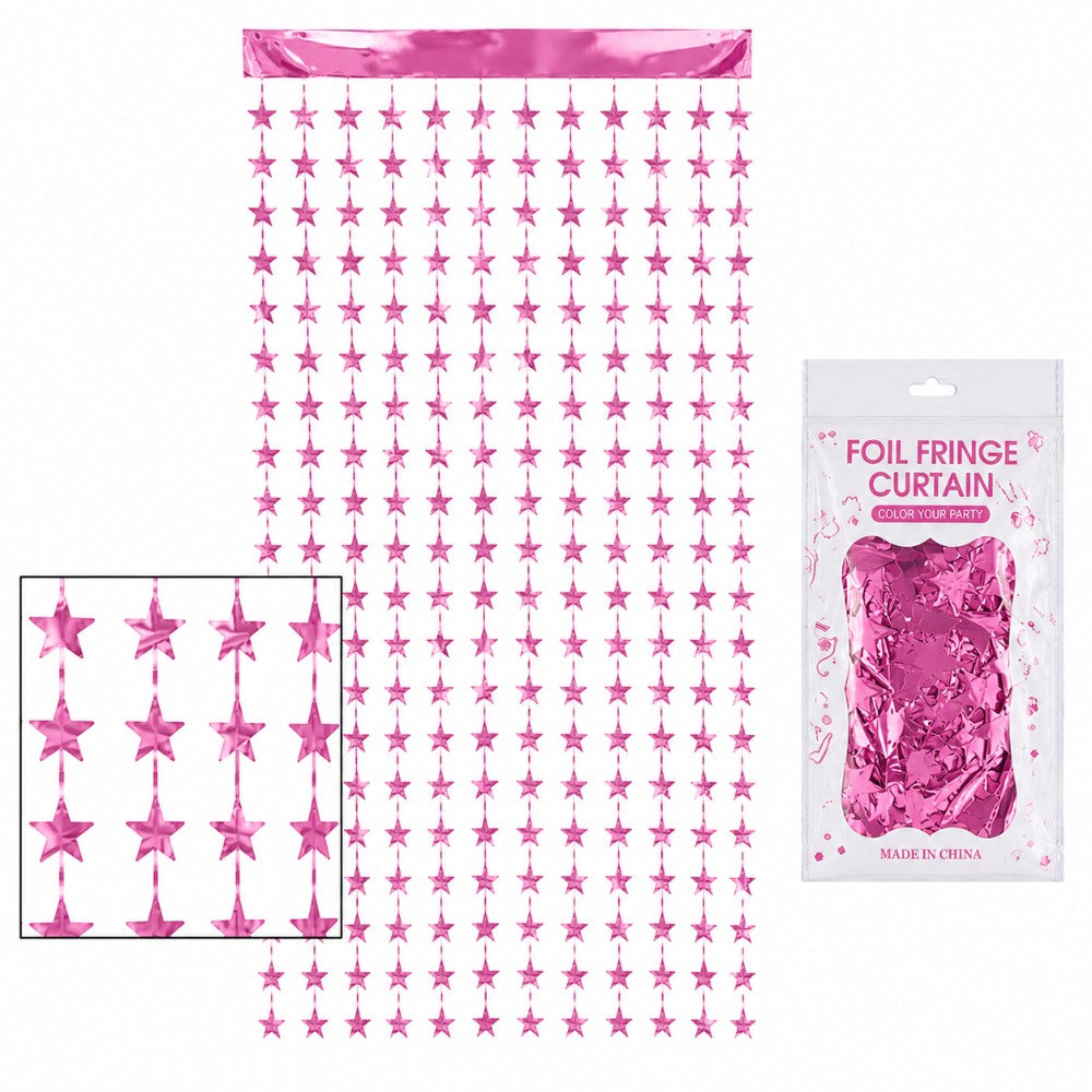 Star Shape Foil Fringe Curtain For Party Decoration - Light Pink
