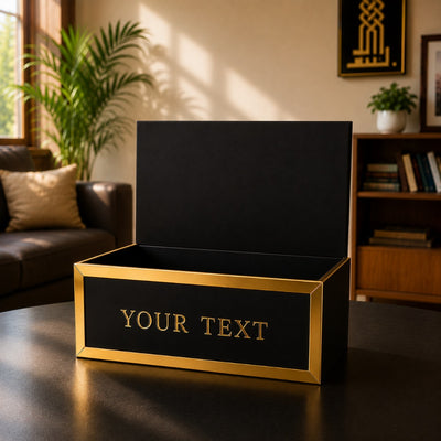 Gift acrylic Hamper - Matte Black And Gold - 30X15X32 cm