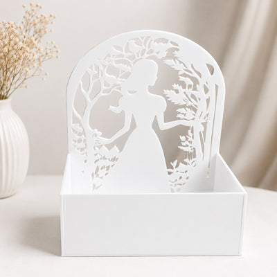 White Acrylic Bride Theme Hamper Box - 20x10x23.5 cm