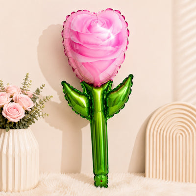 Rose Flower Decorative Foil Balloon - Pink - 1 Piece (Uninflated)