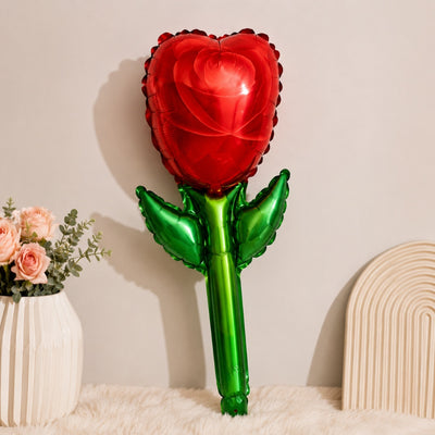 Rose Flower Decorative Foil Balloon - Red - 1 Piece (Uninflated)
