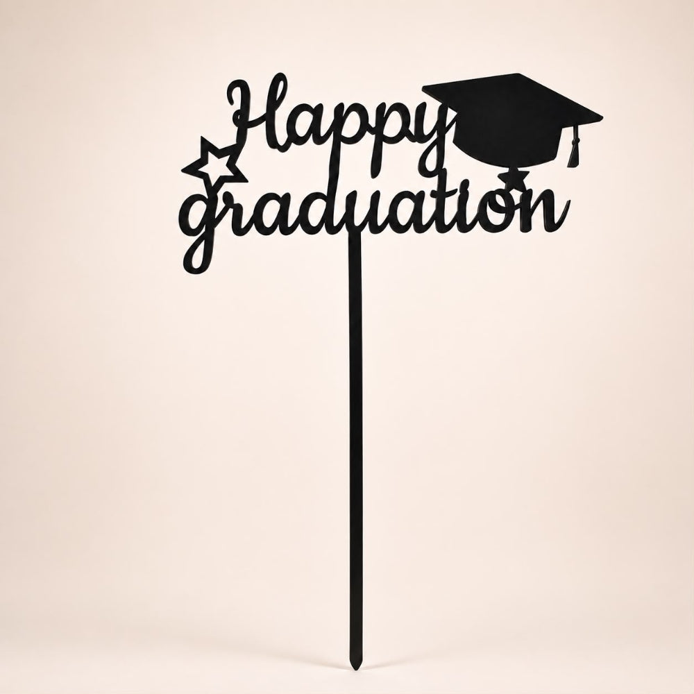 Happy Graduation Topper - Black - 23 x 15 cm