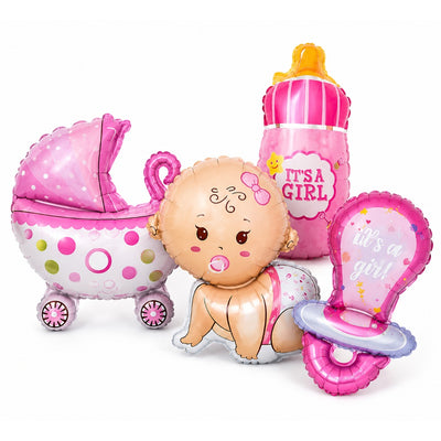 Baby Girl Foil Balloon Set - Pack of 4 (Uninflated)