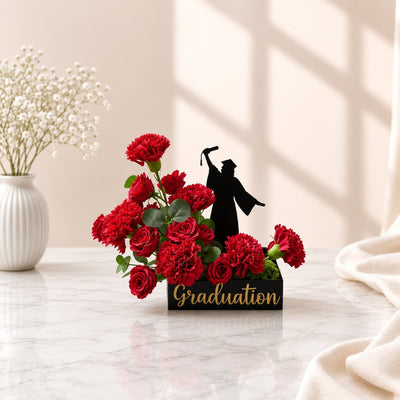 Elegant Red Fresh Flower Graduation Arrangement