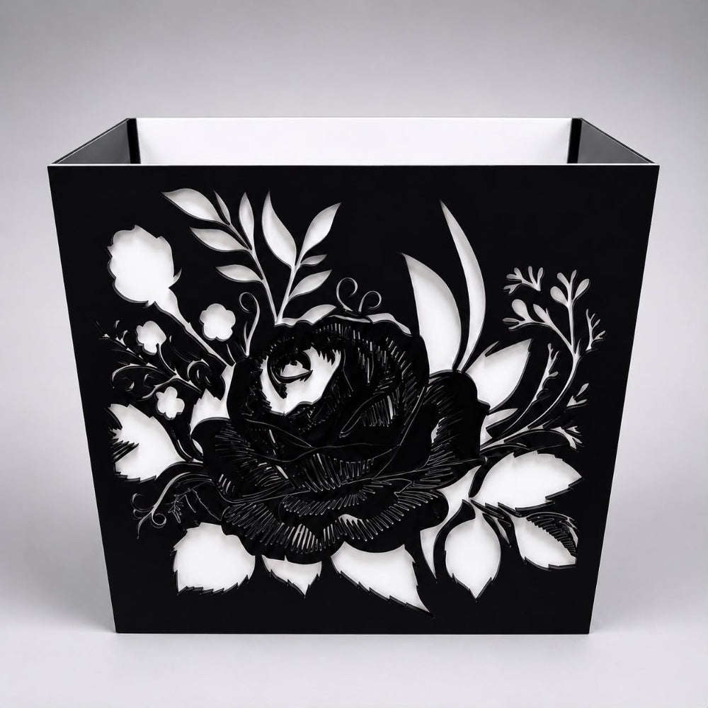 Acrylic Flower Design Gift Box - Black And White - 30X13X30 cm
