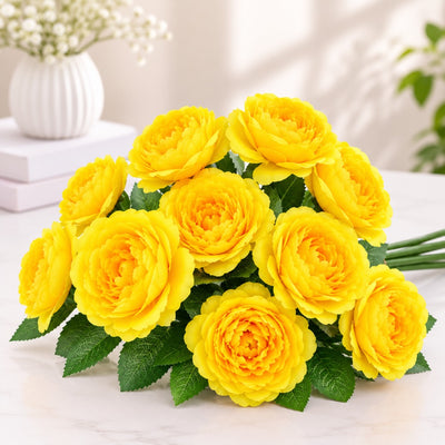 Artificial Yellow Garden Rose - 1 Bunch
