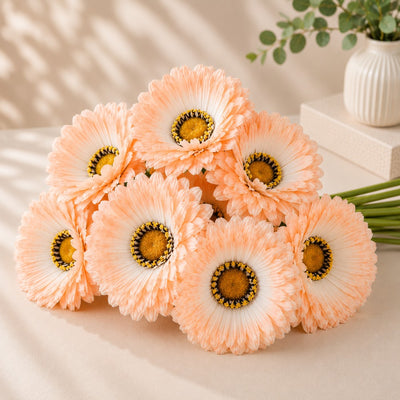 Artificial Peach Gerbera Daisy - 10 Stems