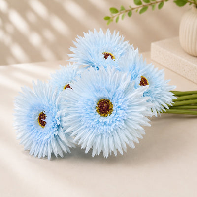 Artificial Light Blue Gerbera Daisy - 1 Bunch