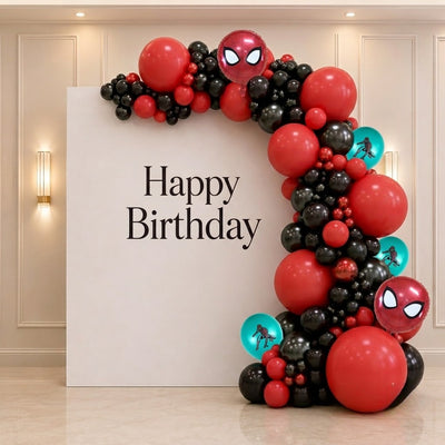 Spider Man Theme Happy Birthday Backdrop Balloon Arch Arrangement