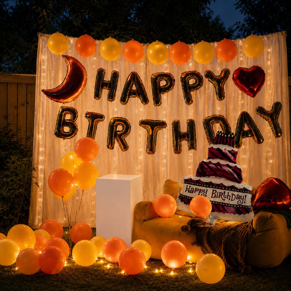 Happy Birthday Night Party Decoration Balloon Arrangement