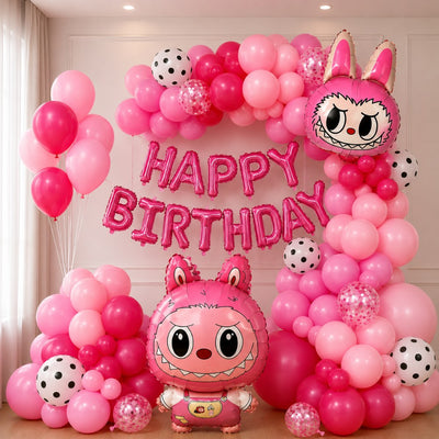 Labubu Theme Happy Birthday Party Decoration Balloon Arrangement