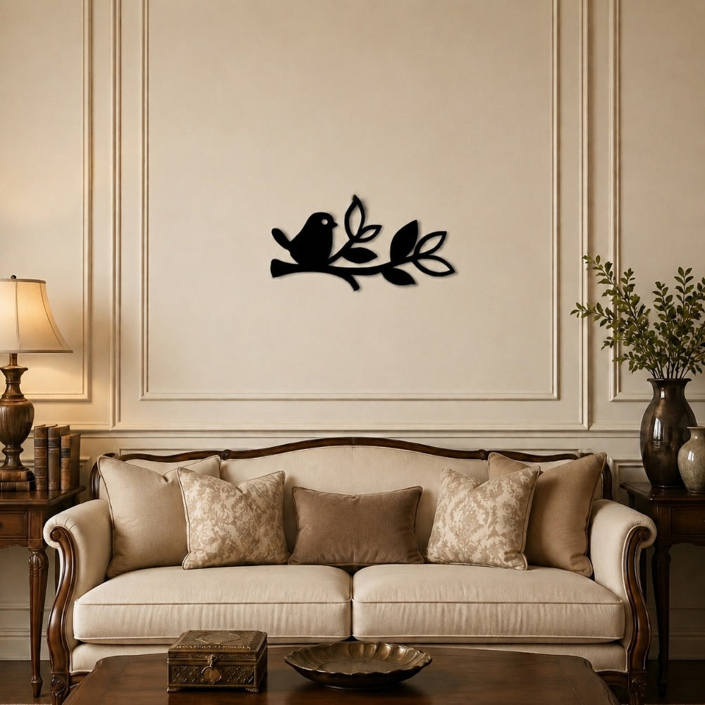 Glossy Black Acrylic Bird Wall Décore - 60X30 cm