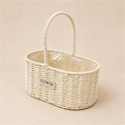 Woven Flower Basket - Oval - Large - 28x18x11 Cm