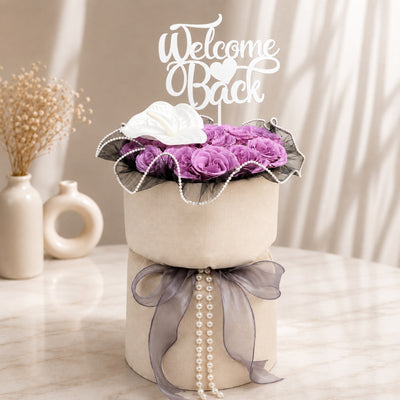 Welcome Back Purple Rose Flower Bouquet - Fabric Bouquet