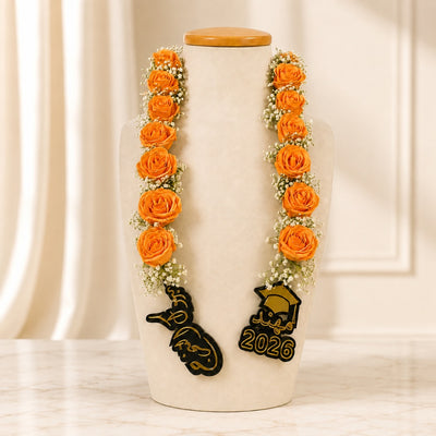 Orange Rose Graduation Necklace - Flower Collar