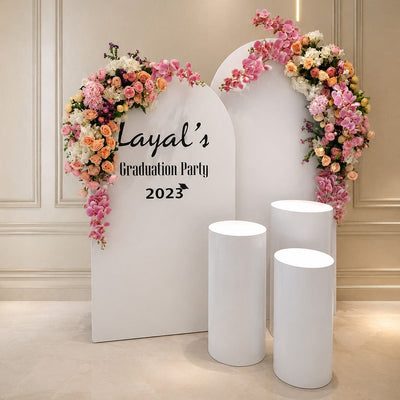 Elegant Graduation Party Backdrop With Floral Decoration