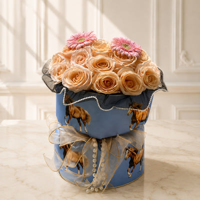 Peach Elegance Rose Flower Bouquet - Fabric Bouquet