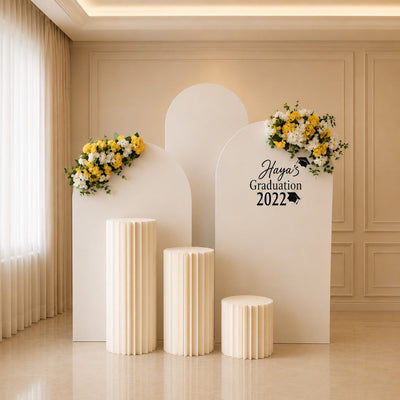 Elegant Graduation Floral Backdrop Setup - Yellow And White Theme