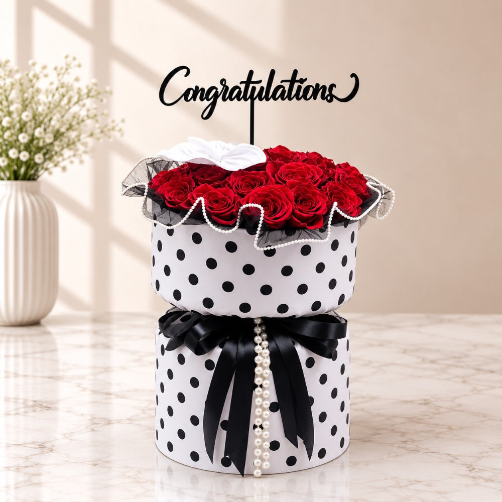 Congratulations Red Rose Flower Bouquet - Fabric Bouquet