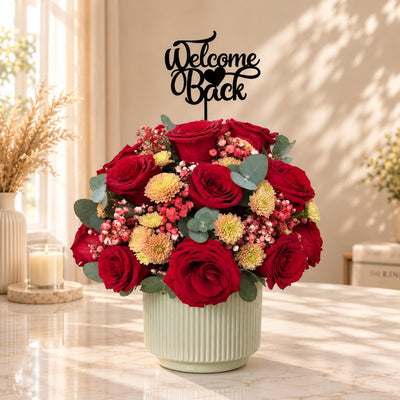 Premium Red Rose Welcome Back Flower Vase