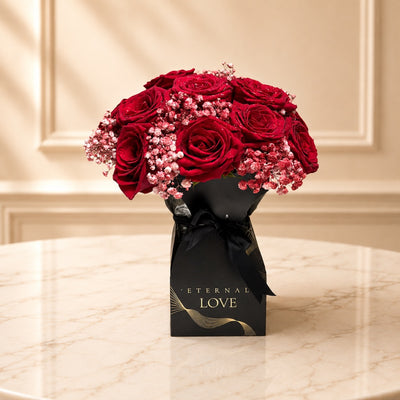 Red Rose & Baby’s Breath Flower Arrangement