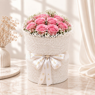 Pink Rose Flower Bouquet - Fabric Bouquet