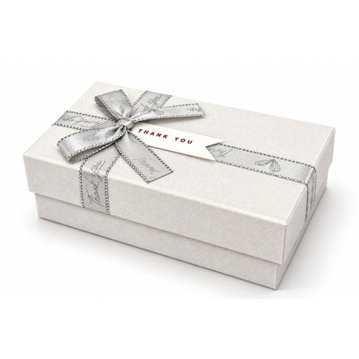Small Gift Box With Thankyou Printed Ribbon - 15X9X6 Cm - Off White Colour