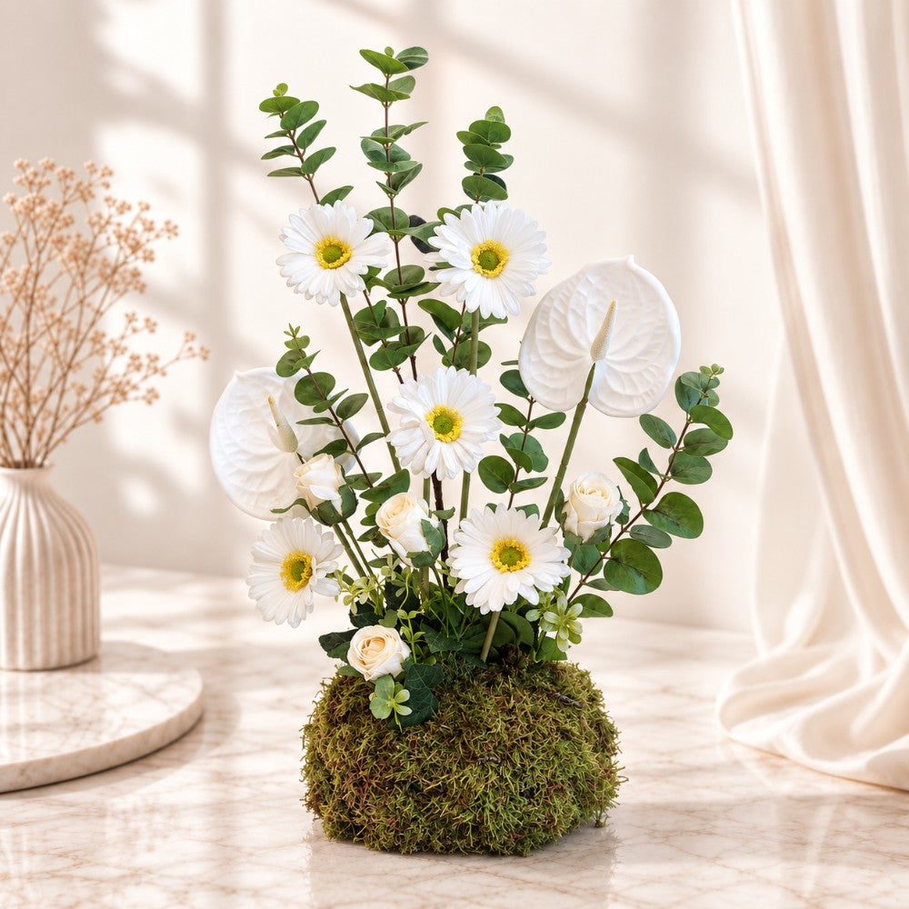Pure White Garden Artificial Flower Arrangement