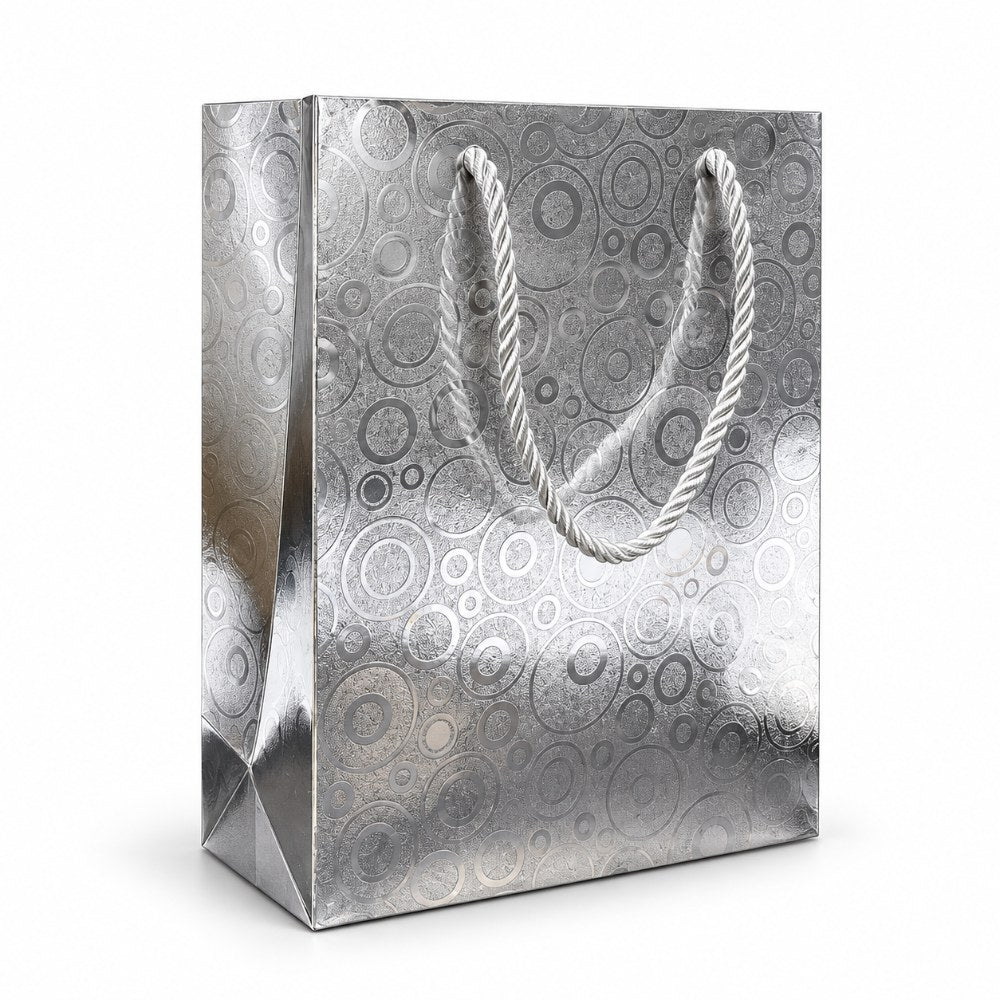 Gift Gloss Bag Metallic Silver Colour 25X20X9 Cm