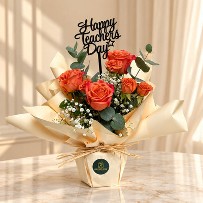 Elegant Orange Rose Teacher's Day Arrangement