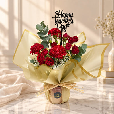 Red Flowers Teacher's Day Arrangement