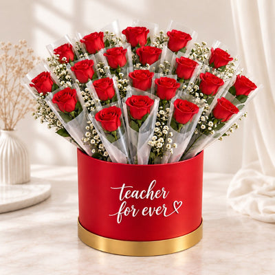 Teacher's Day Luxury Red Rose Box