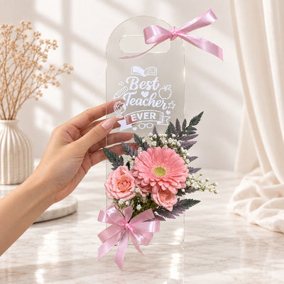 Teacher's Day Elegant Pink Gerbera & Rose Acrylic Floral Gift