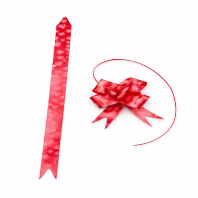 Gift Decorative Ribbon Red Colour - (Heart Printed Desgin - 47Cm )