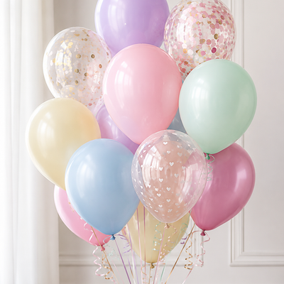 Pastel Helium Balloon Cluster